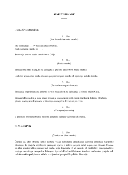Predlog statuta stranke